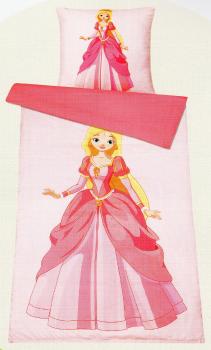 Bettwäsche Kleine Prinzessin - 135 x 200 cm - Mikrofaser - rosa, pink, weiß